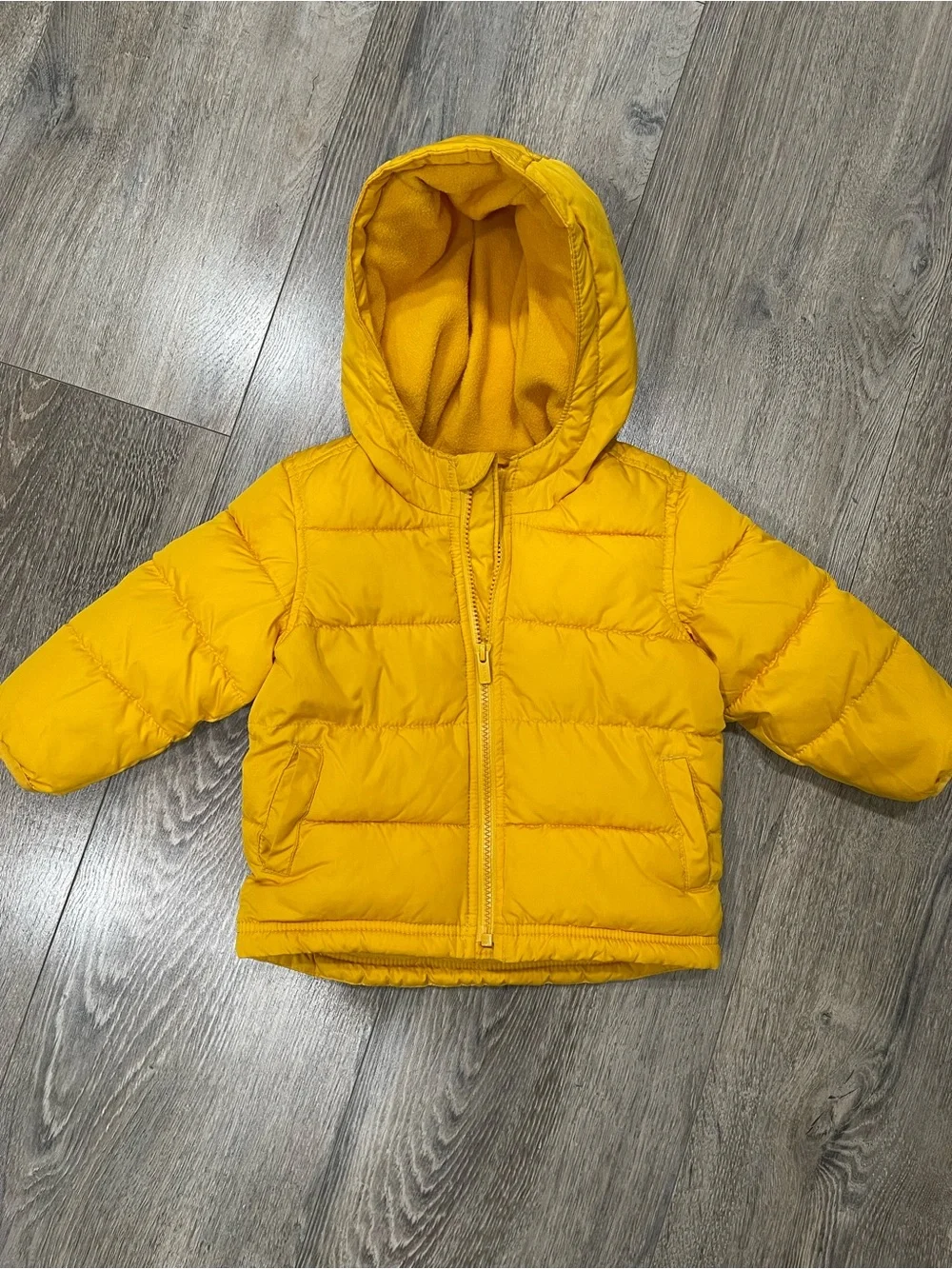 Old Navy Bright Yellow Hooded Puffer Jacket for Kids